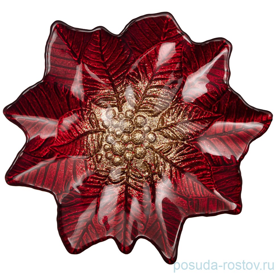 Блюдо 20 х 20 см "Poinsettia red gold" / 226078