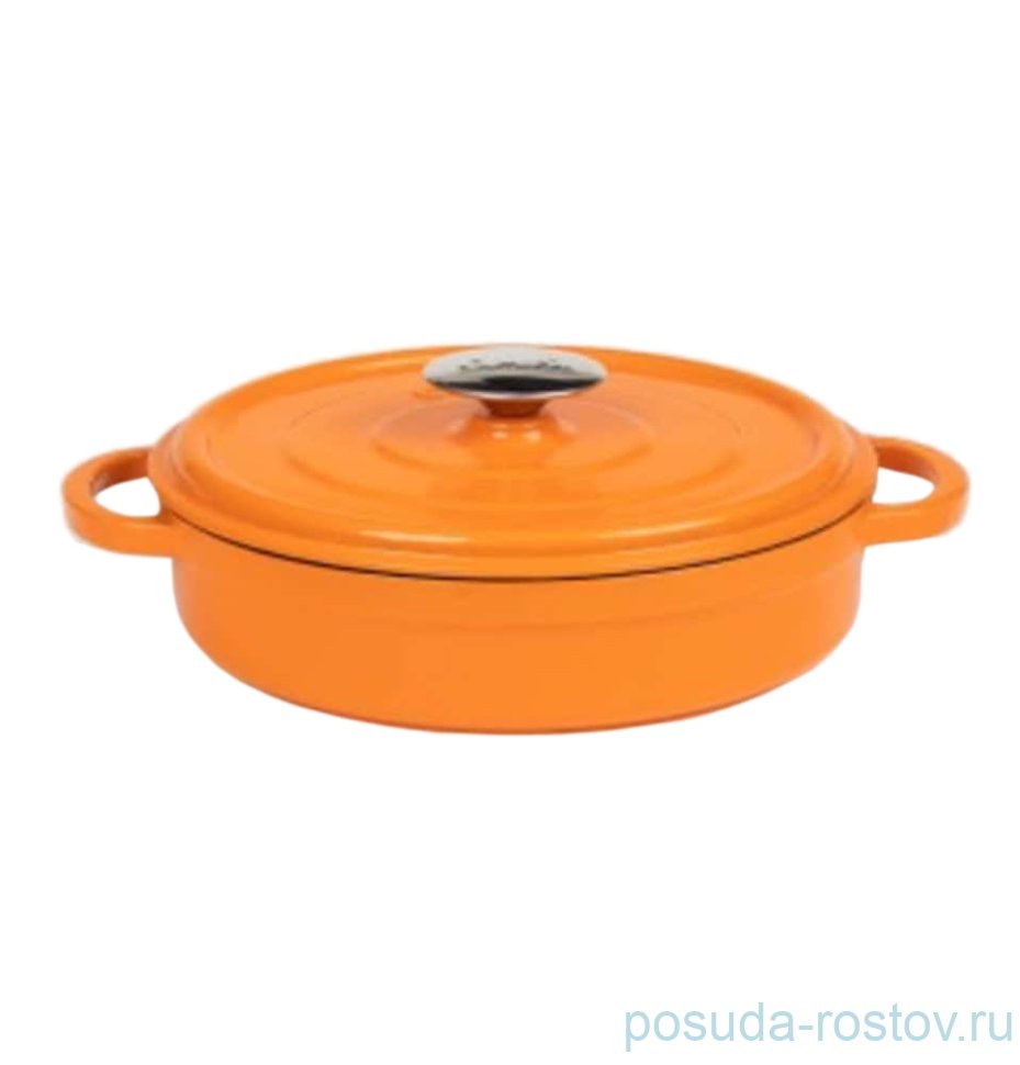 Кастрюля 24 см чугунная с эмалевым покрытием оранжевая / 295758 Кастрюля 24 см чугунная с эмалевым покрытием оранжевая / 295758