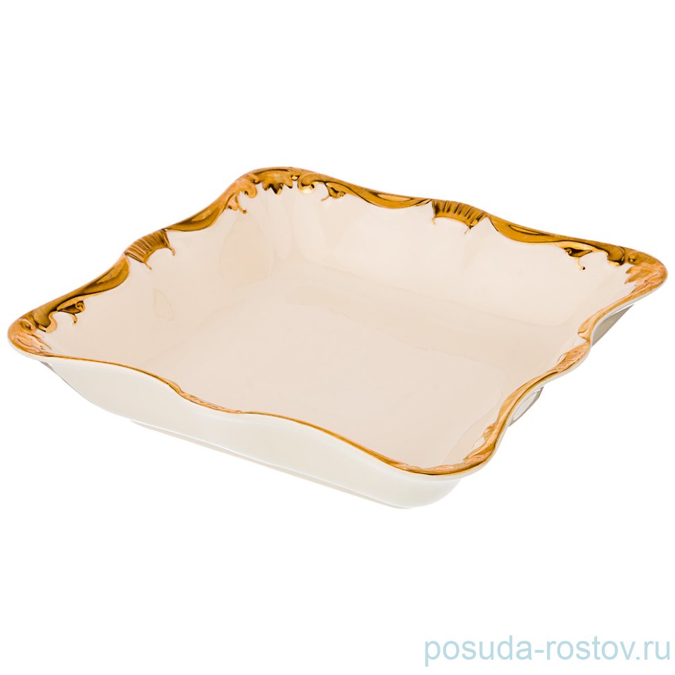 Салатник 23 х 23 см квадратный "золотая окантовка" / 194609