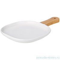 Тарелка 28,5 х 18,5 х 2,3 см квадратная с деревянной ручкой &quot;Native&quot; / 340560
