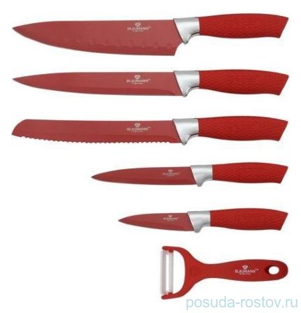 Набор ножей для кухни 7 предметов с подставкой &quot;Blaumann&quot; красный / 147938