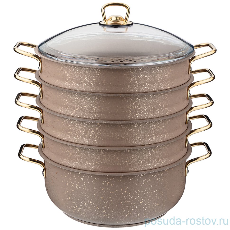 Кастрюля-мантоварка 28 см со стеклянной крышкой антипригарное покрытие 6,1 л "Agness" / 244475 Кастрюля-мантоварка 28 см со стеклянной крышкой антипригарное покрытие 6,1 л "Agness" / 244475