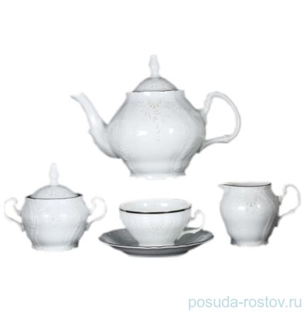 Чайный сервиз на 12 персон 29 предметов &quot;Бернадотт /Платиновый узор&quot; / 118708