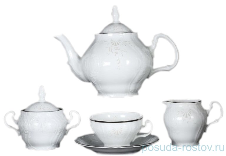 Чайный сервиз на 12 персон 29 предметов "Бернадотт /Платиновый узор" / 118708 Чайный сервиз на 12 персон 29 предметов "Бернадотт /Платиновый узор" / 118708