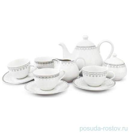 Чайный сервиз на 4 персоны 11 предметов &quot;Hyggelyne /Серый узор&quot; / 158499
