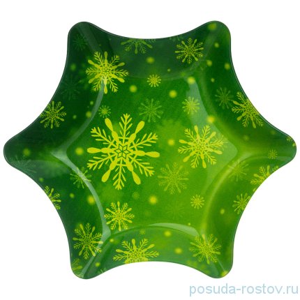 Салатник 25 х 25 х 2,8 см Звезда зелёный &quot;Новогодний калейдоскоп /Снежинки&quot; / 268476