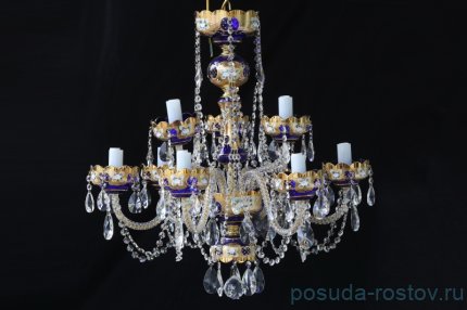 Люстра 9 рожковая 2-х ярусная  &quot;Лепка синяя&quot; / 049059