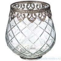 Ваза для цветов 13 х 14 см декоративная с металлическими элементами / 209373