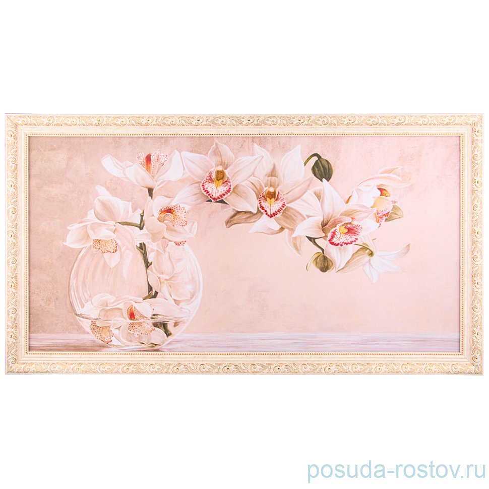 Картина 50 х 100 см "Орхидея" /рамка крем с золотом / 275183 Картина 50 х 100 см "Орхидея" /рамка крем с золотом / 275183
