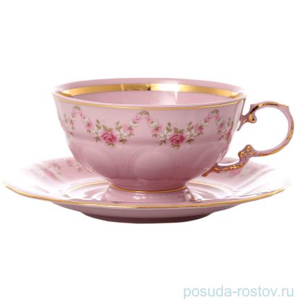 Набор чайных пар 200 мл 6 шт &quot;Соната /Розовый цветок&quot; розовая / 148704
