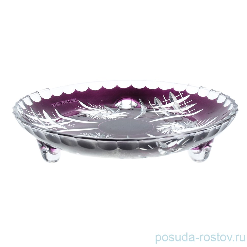 Блюдо 18 см на 3-х ножках фиолетовое "Резное цветное" / 105360