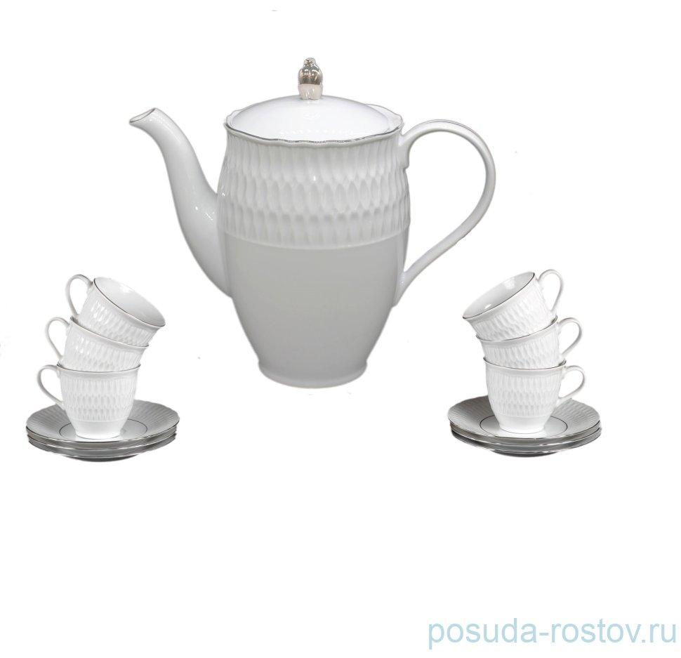 Кофейный сервиз на 6 персон 15 предметов "София /Платиновая отводка" / 150831 Кофейный сервиз на 6 персон 15 предметов "София /Платиновая отводка" / 150831