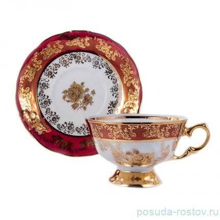 Набор чайных пар 200 мл 6 шт &quot;Мария-Тереза /Золотая роза /красная&quot; / 133810