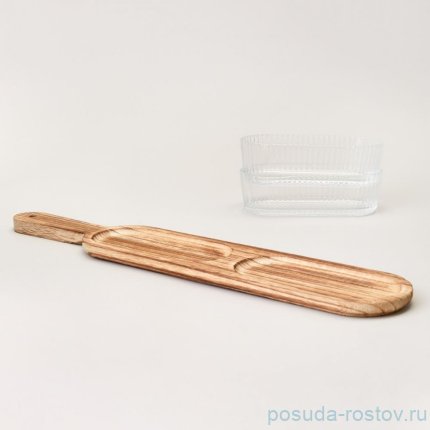 Менажница 2-х секционная на деревянной подставке400 мл / 363875