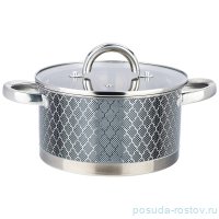 Кастрюля 18 х 10 см со стеклянной крышкой 2,5 л серая &quot;В сетку&quot; / 274018