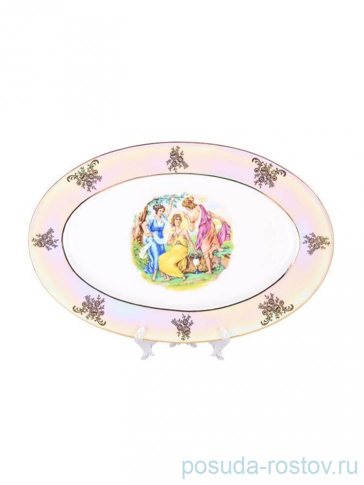 Блюдо 33 см овальное "Астра /Мадонна перламутр" / 332246