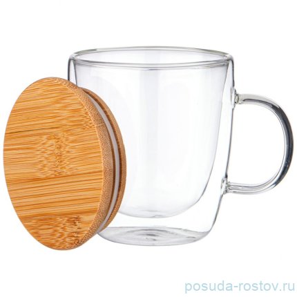 Кружка 410 мл с двойными стенками бамбуковая крышка &quot;Double-wall  / 337653