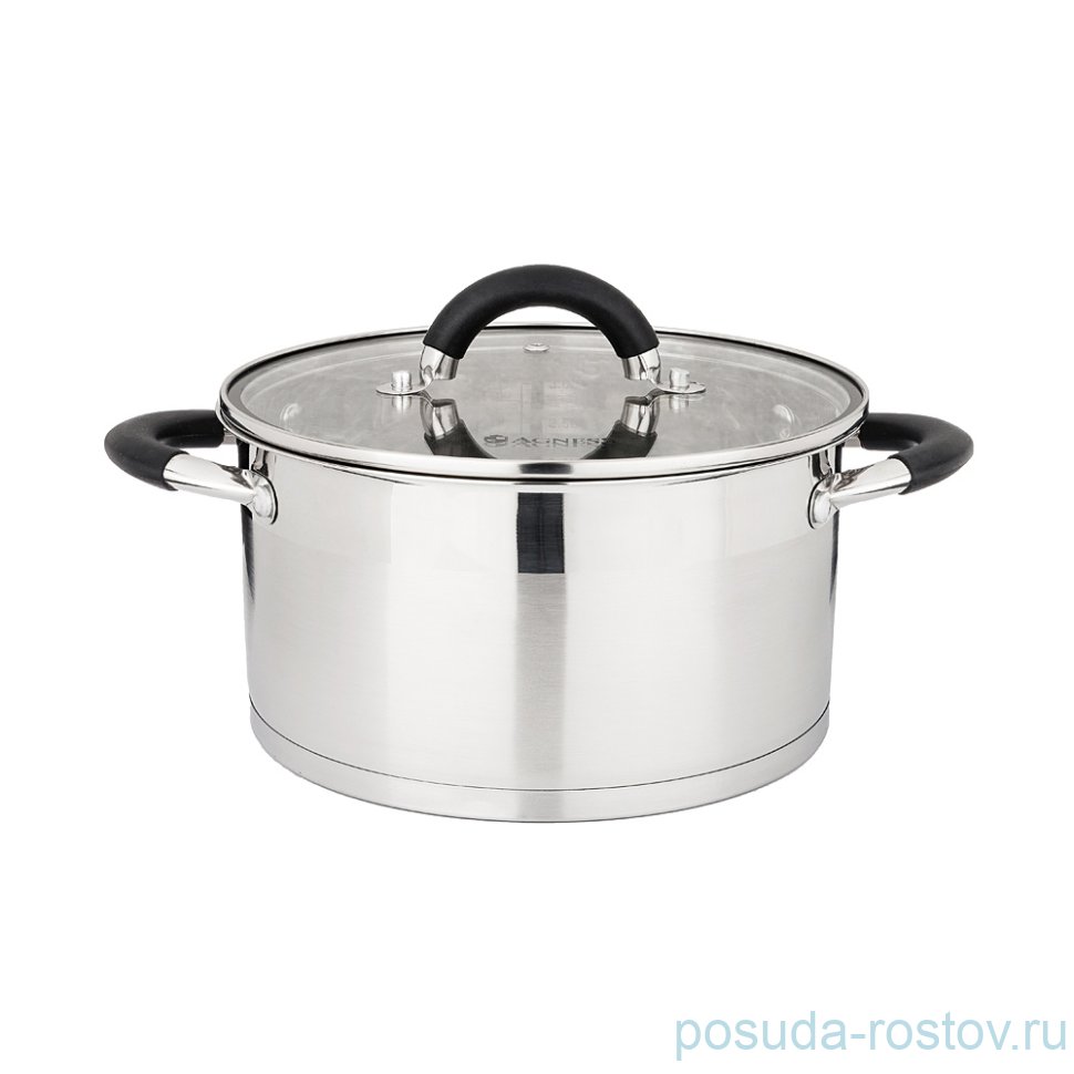 Кастрюля 18 х 10,5 см со стеклянной крышкой 2,5 л "agness" / 196262