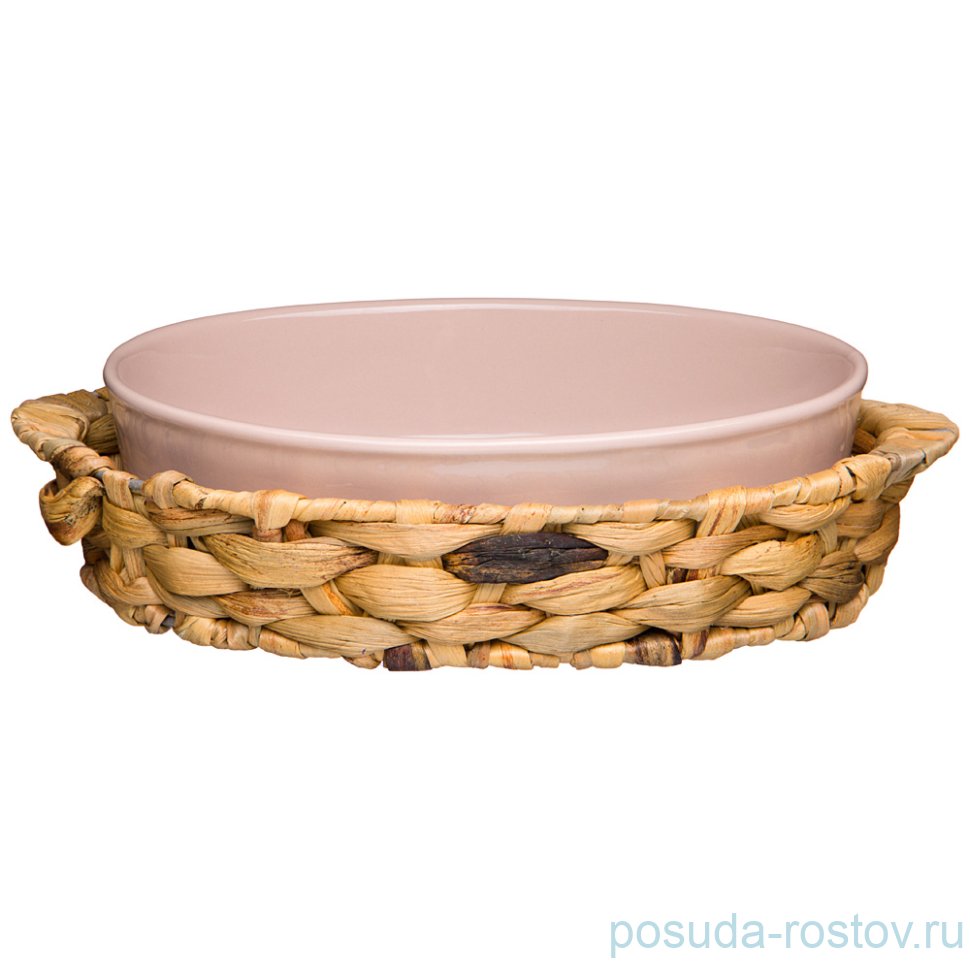Блюдо для запекания 26 х 17 х 6,5 см в плетёной корзине 800 мл "Fusion /Пудровый" / 253938