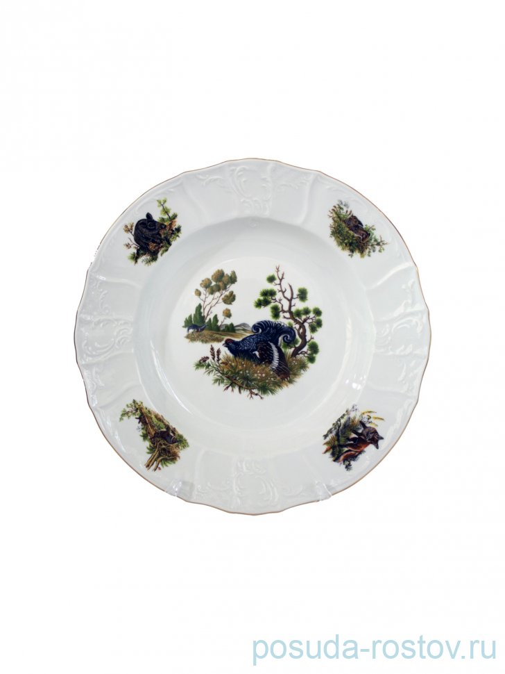 Блюдо 32 см круглое глубокое "Бернадотт /Охота" / 232042