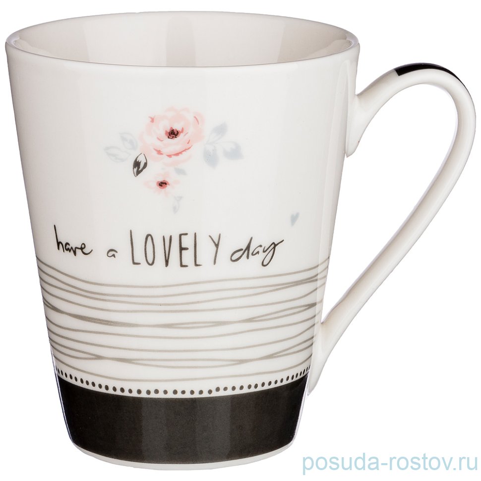 Кружка 320 мл "have o lovely day" чёрная лента / 196745 Кружка 320 мл "have o lovely day" чёрная лента / 196745