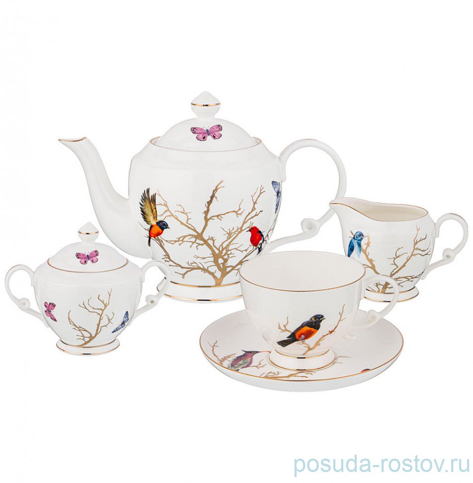 Чайный сервиз на 6 персон 15 предметов "райская птица" / 233108 Чайный сервиз на 6 персон 15 предметов "райская птица" / 233108