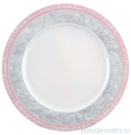 Набор тарелок 26 см 6 шт &quot;Яна /Серый мрамор с розовым кантом&quot; / 159265