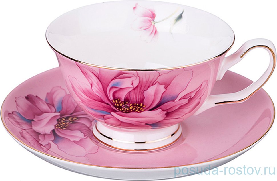 Чайная пара 200 мл 1 шт "Розовый цветок" / 189662