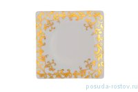 Набор тарелок 21 см 6 шт квадратные &quot;Тоска /Бордо /Золотые цветы&quot; / 060293