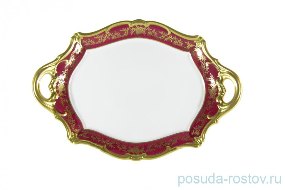 Блюдо 37 см овальное "Ювел /Красный с золотым узором" / 075334 Блюдо 37 см овальное "Ювел /Красный с золотым узором" / 075334