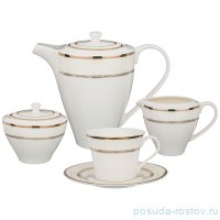 Чайный сервиз на 6 персон 15 предметов &quot;Узор на бежевом /Золото&quot; / 186239