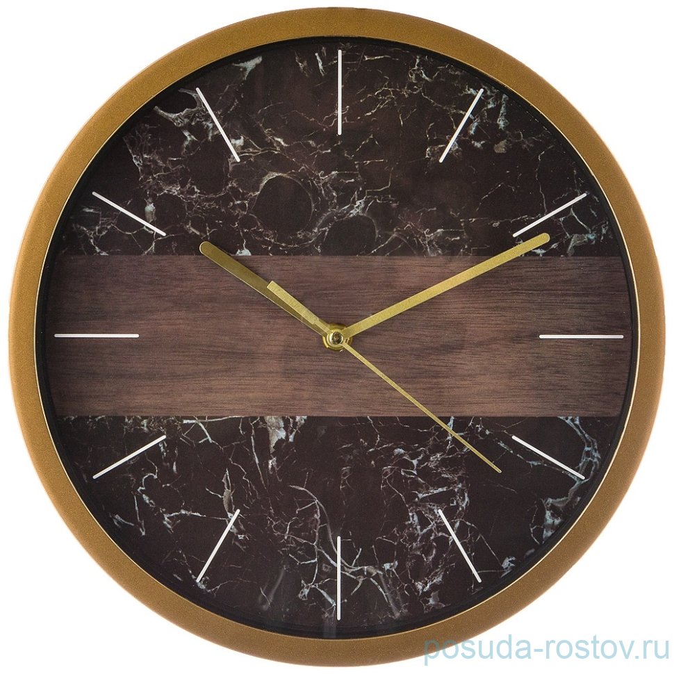 Часы настенные 31 см кварцевые черные "MARBLE" / 197436