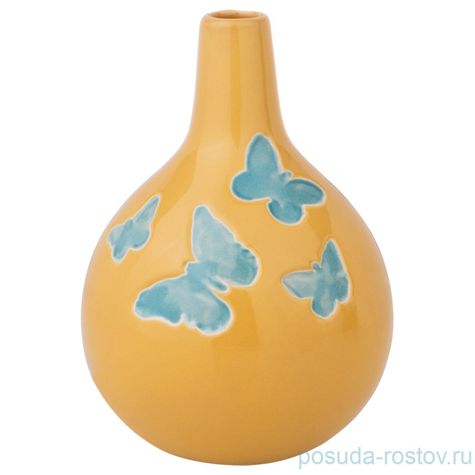 Ваза для цветов 16 см жёлтая "бабочки" / 191981 Ваза для цветов 16 см жёлтая "бабочки" / 191981