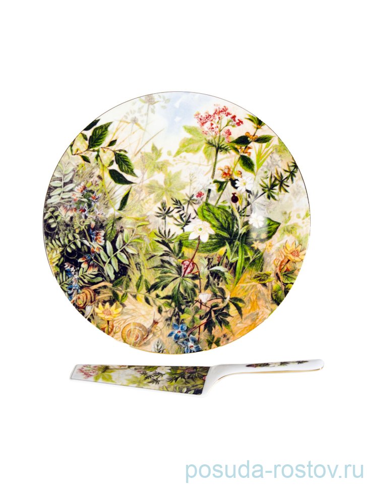 Тарелка для торта 27 см с лопаткой 24,5 см "Полевые цветы" / 232490