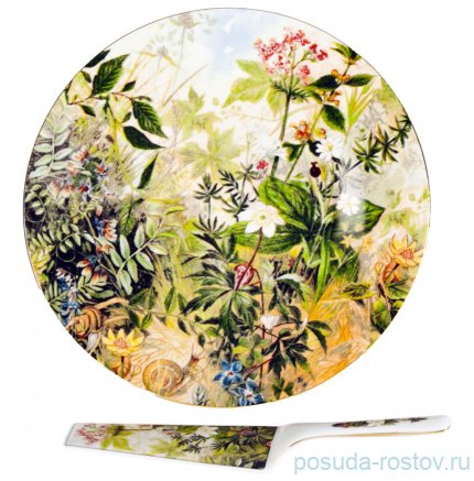 Тарелка для торта 27 см с лопаткой 24,5 см &quot;Полевые цветы&quot; / 232490