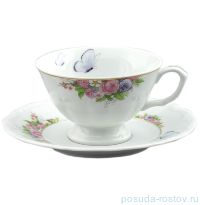 Набор чайных пар 220 мл 6 шт &quot;Мария-Тереза /Цветы и бабочки&quot; / 061474