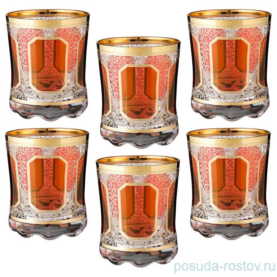 Стаканы для виски 300 мл 6 шт "Рубикондо /Оранжевые окошки"  / 170321