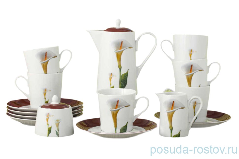 Чайный сервиз на 6 персон 15 предметов "Елизавета /Каллы" / 158527 Чайный сервиз на 6 персон 15 предметов "Елизавета /Каллы" / 158527