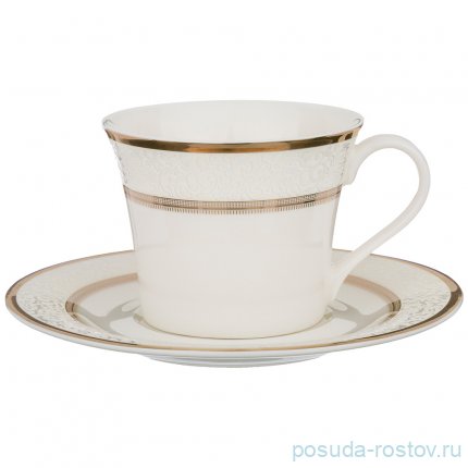 Набор чайных пар 200 мл 6 шт &quot;узор на бежевом /золото&quot; / 186237