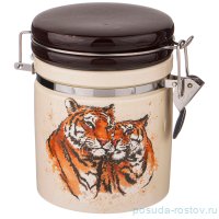 Банка для сыпучих продуктов 9,5 х 9,5 х 13 см с зажимом 470 мл &quot;Tiger Amour&quot; / 269347