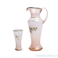 Набор для воды 7 предметов (кувшин + 6 стаканов) карамельно-розовый &quot;Золотая роза&quot; / 200587