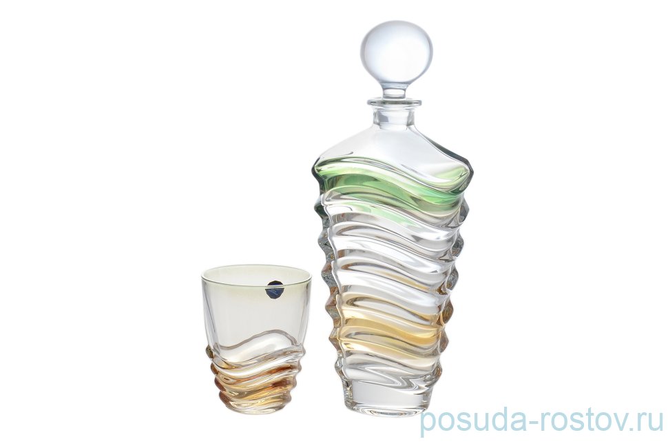 Набор для воды 7 предметов (графин + 6 стаканов) "Вэйв /Янтарно-зеленая" R-G / 131781