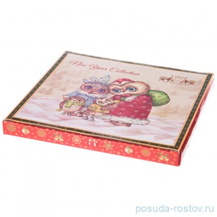 Тарелка 27 см 1 шт красная &quot;Новогодняя сказка /Совы&quot; / 225153