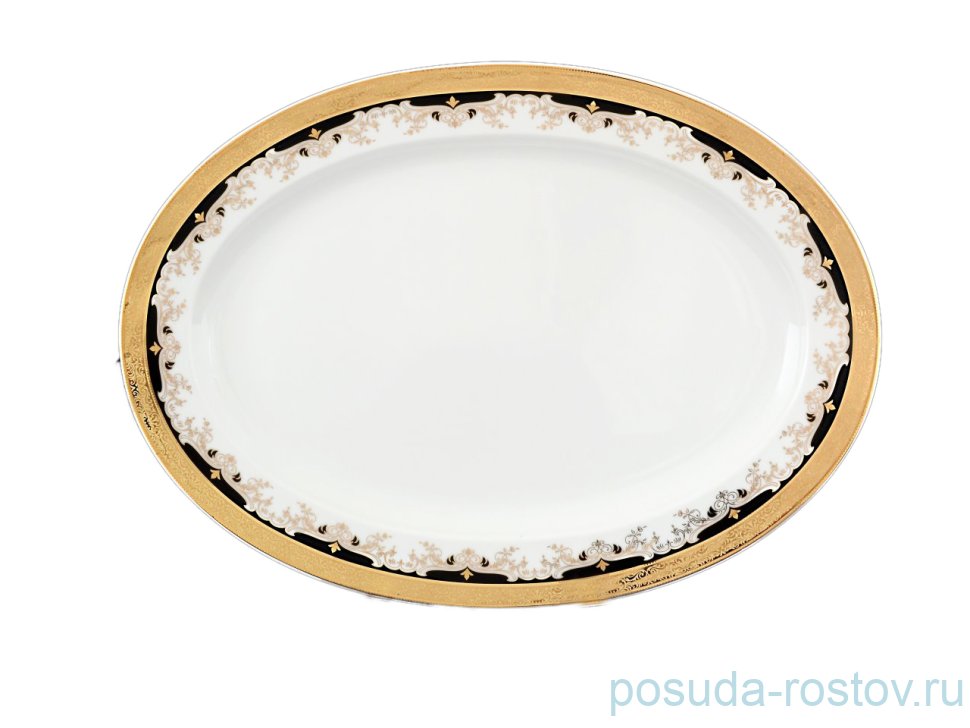 Блюдо 39 см овальное "Кристина /Лилии на чёрном" / 056233 Блюдо 39 см овальное "Кристина /Лилии на чёрном" / 056233