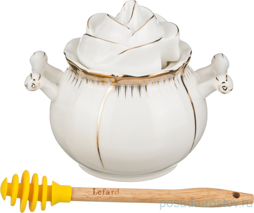 Емкость для меда 500 мл с палочкой "цветочная симфония" / 200053 Емкость для меда 500 мл с палочкой "цветочная симфония" / 200053