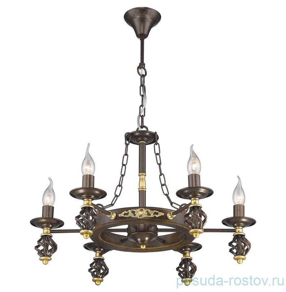 Светильник потолочный 6 рожковый цвет дерева Свеча / 304289