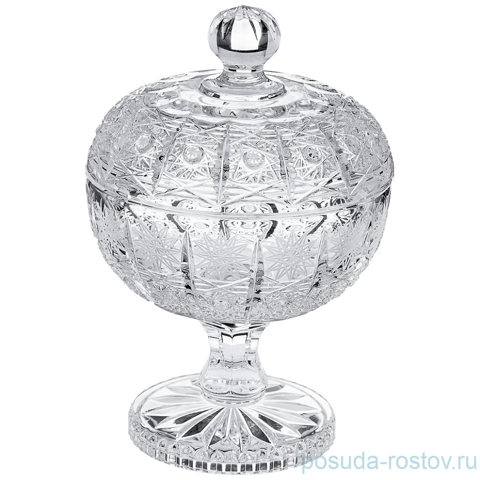 Конфетница 11,5 см н/н с крышкой "Хрусталь резной" / 170508