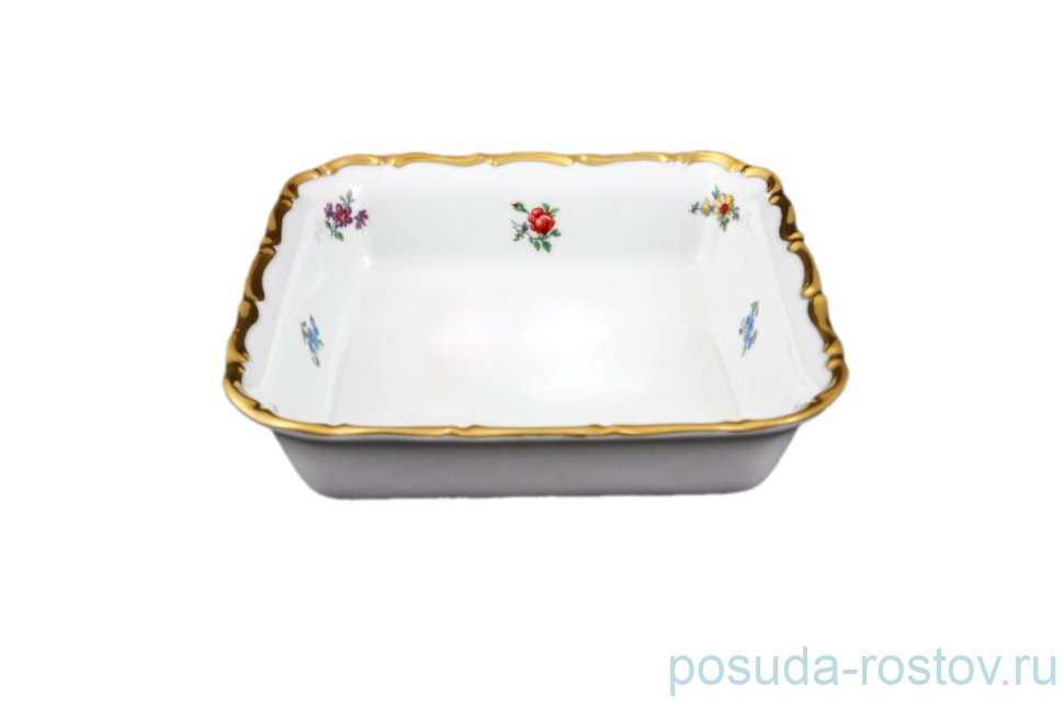 Салатник 16 см квадратный "Мария-Луиза /Мелкие цветы /матовое золото" / 107955