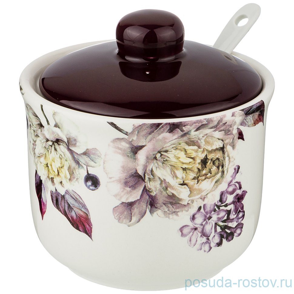Сахарница 300 мл с ложкой 10 х 10 х 9,5 см "Пурпур" / 213537