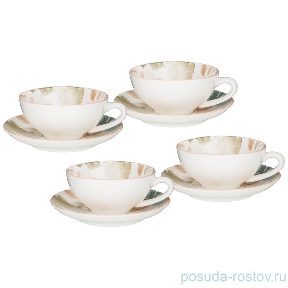Набор чайных пар 200 мл "Aquarelle" (4шт.) / 250997